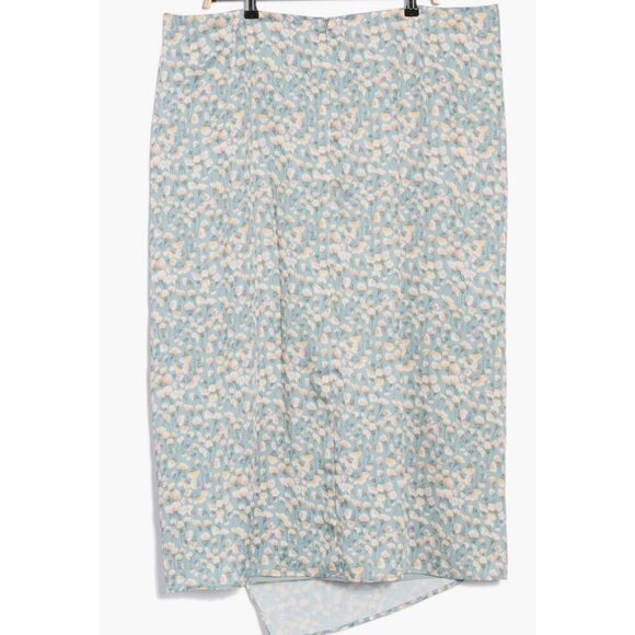 Vince Carnation Floral Asymmetric Hem Skirt in Blue Fog NWT Size 18W - Picture 2 of 7